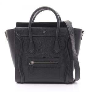 Celine Luggage Nano Shopper Handbag, Leather, Women's, Black